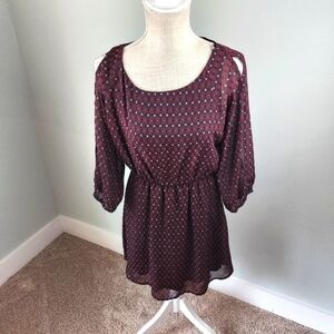 Three Pink Hearts Women’s Elastic Waist Cold Shoulder Midi Dress Size Small